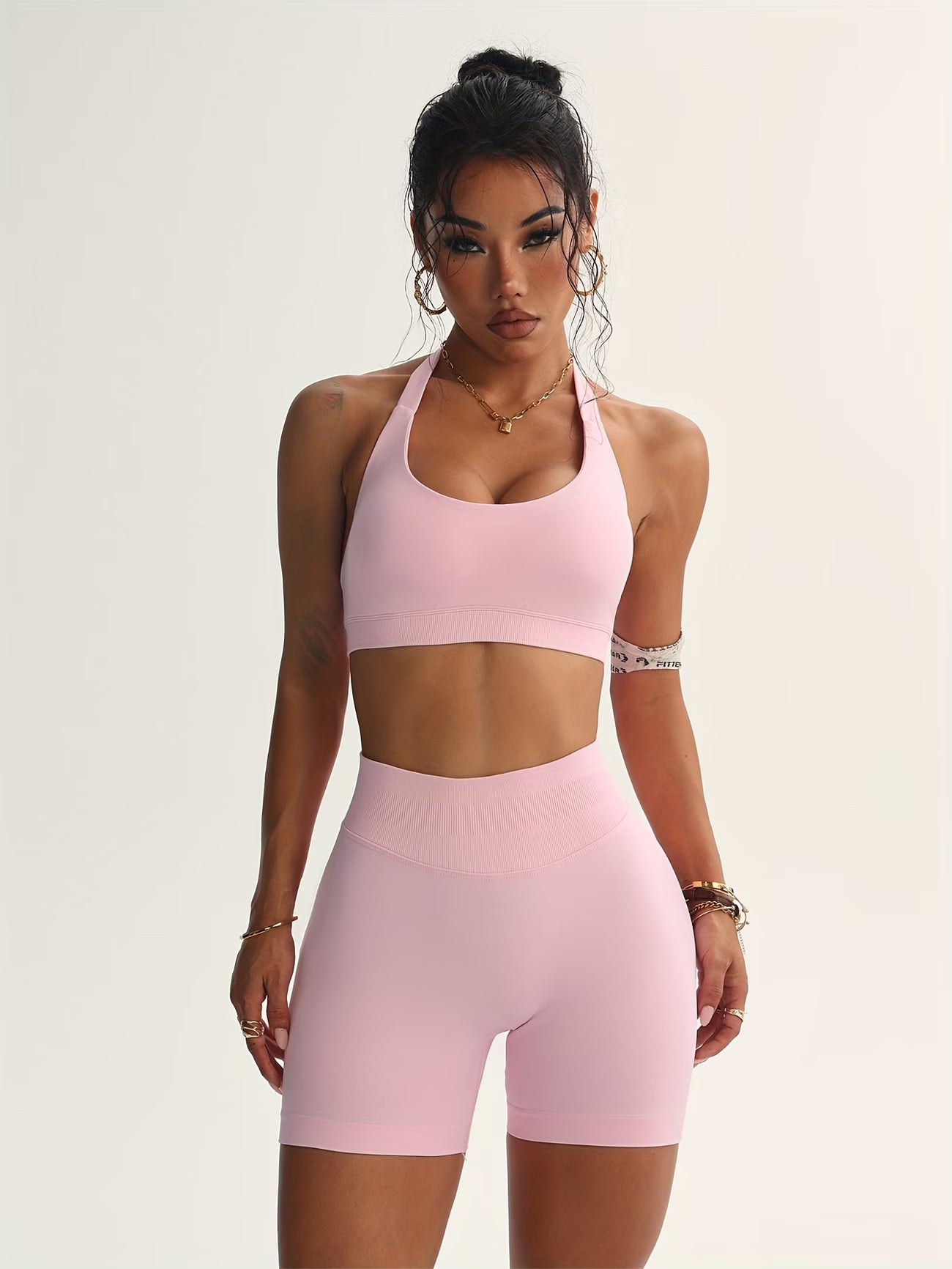 Ruched Sports Bra and High-Waisted Shorts Active Set