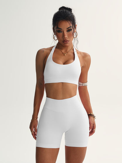 Ruched Sports Bra and High-Waisted Shorts Active Set