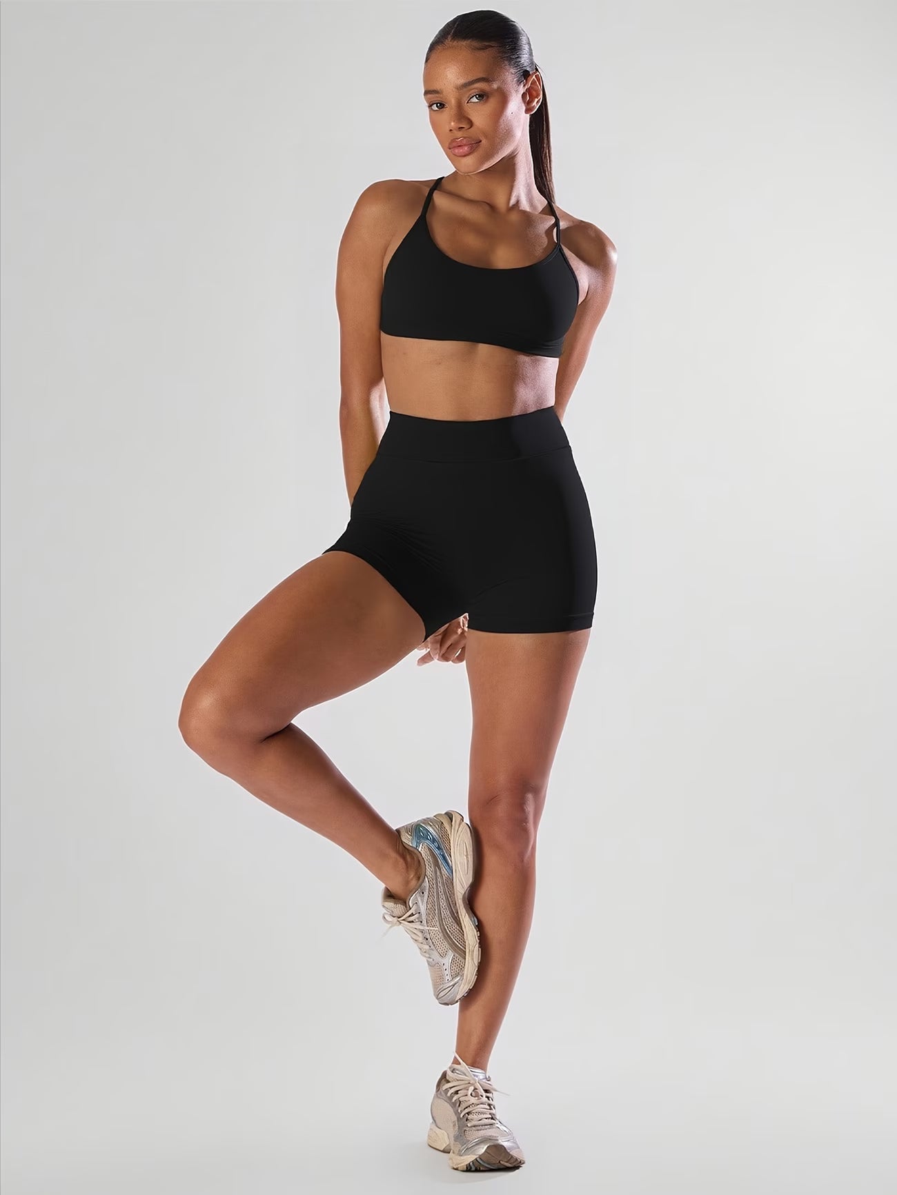 Ruched Sports Bra and High-Waisted Shorts Active Set
