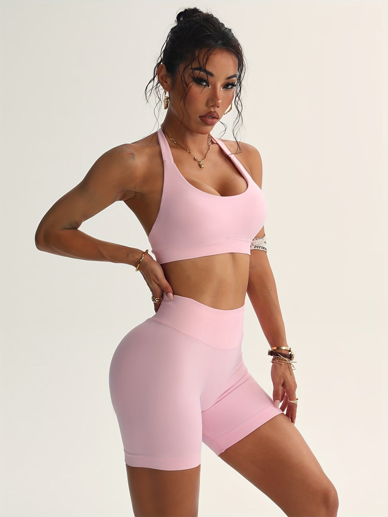 Ruched Sports Bra and High-Waisted Shorts Active Set