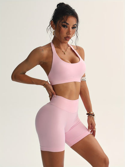 Ruched Sports Bra and High-Waisted Shorts Active Set