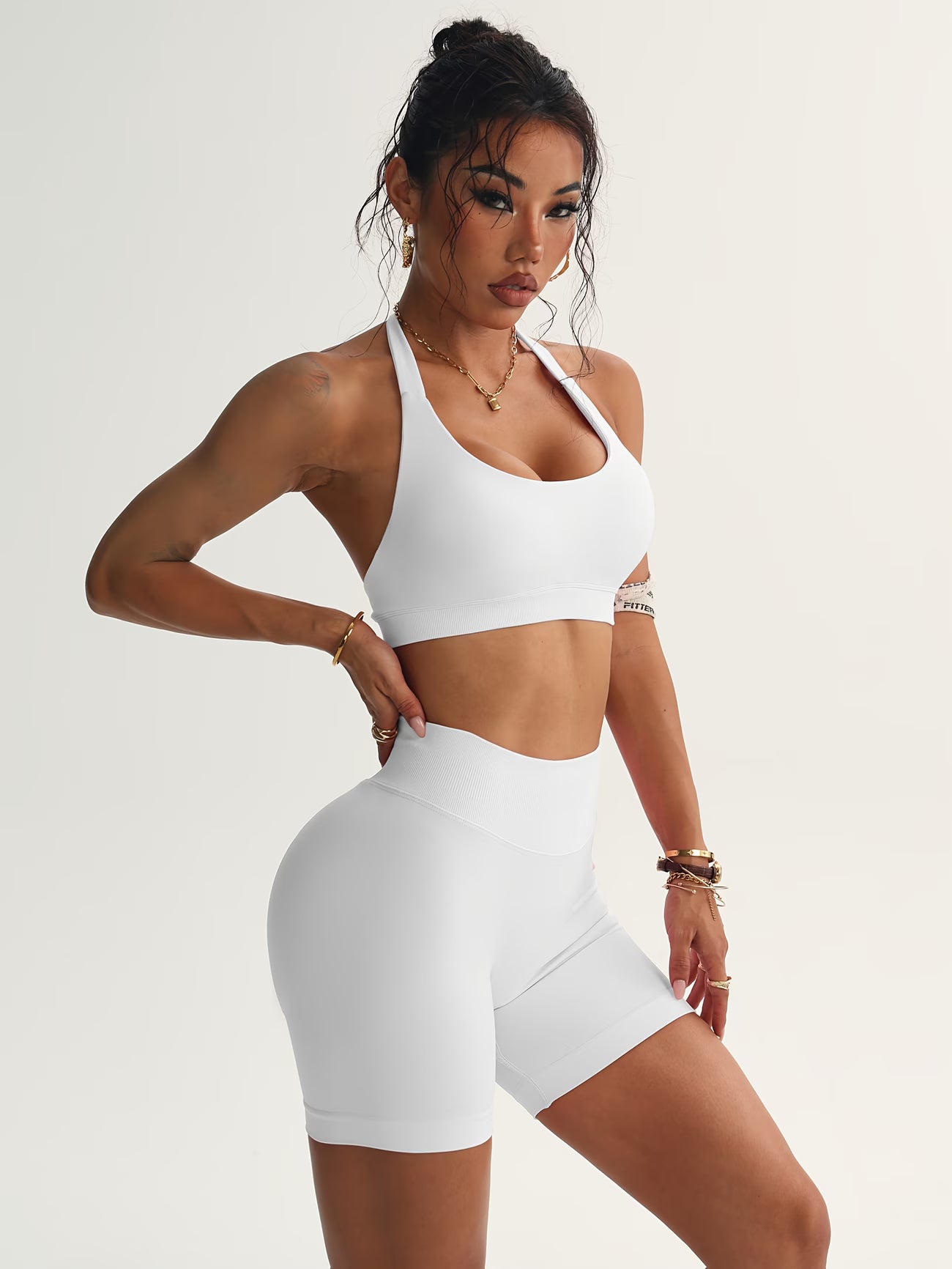 Ruched Sports Bra and High-Waisted Shorts Active Set