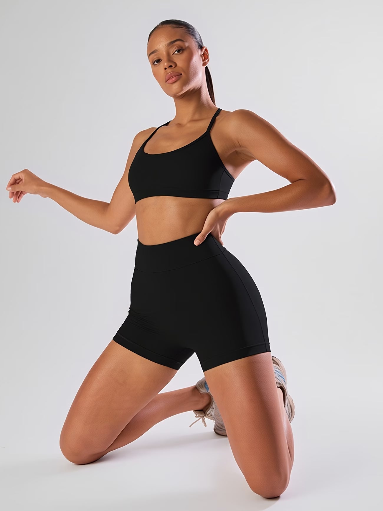 Ruched Sports Bra and High-Waisted Shorts Active Set