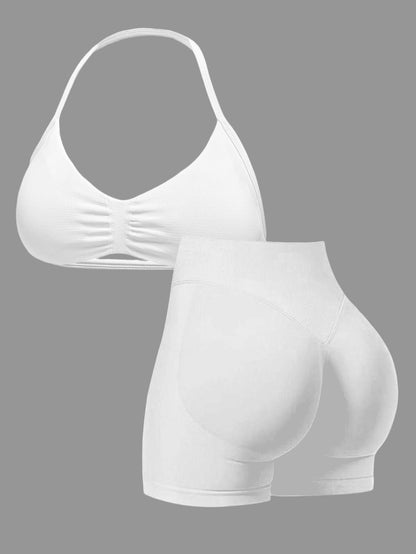Ruched Sports Bra and High-Waisted Shorts Active Set